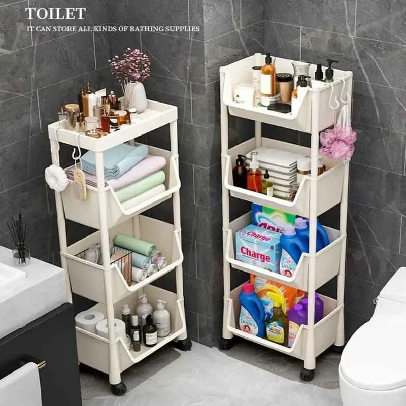 Mobile Storage Rack Trolley Multi-layer Kitchen Trolley Thicken Metal Cart Snacks Storage Rack with Wheels