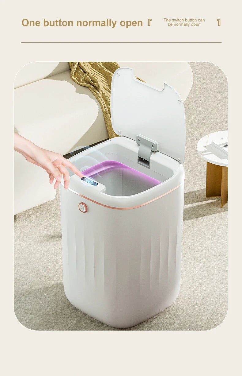 24L Smart Trash Bin With UV Light Automatic Sensor Trash Can Smart Garbage for Kitchen Bathroom Toilet Wastebasket with Lid