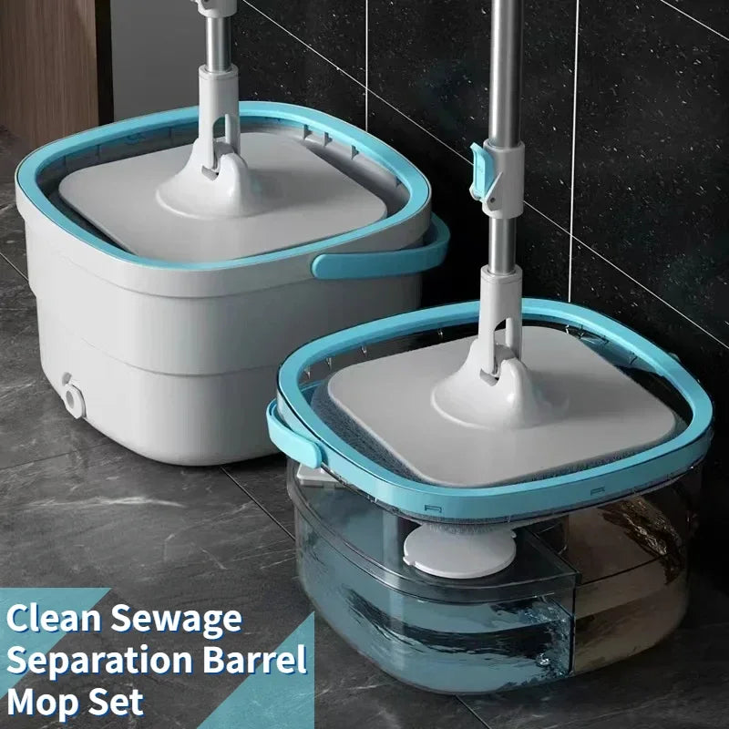 Mops Floor Cleaning Water Separation 360 Spin Mop with Bucket Microfiber Lazy No Hand-Washing Automatic Dewatering Squeeze Broom