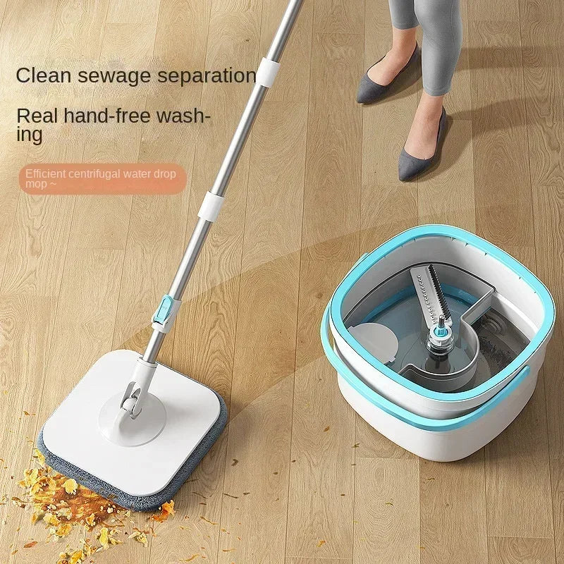 Mops Floor Cleaning Water Separation 360 Spin Mop with Bucket Microfiber Lazy No Hand-Washing Automatic Dewatering Squeeze Broom