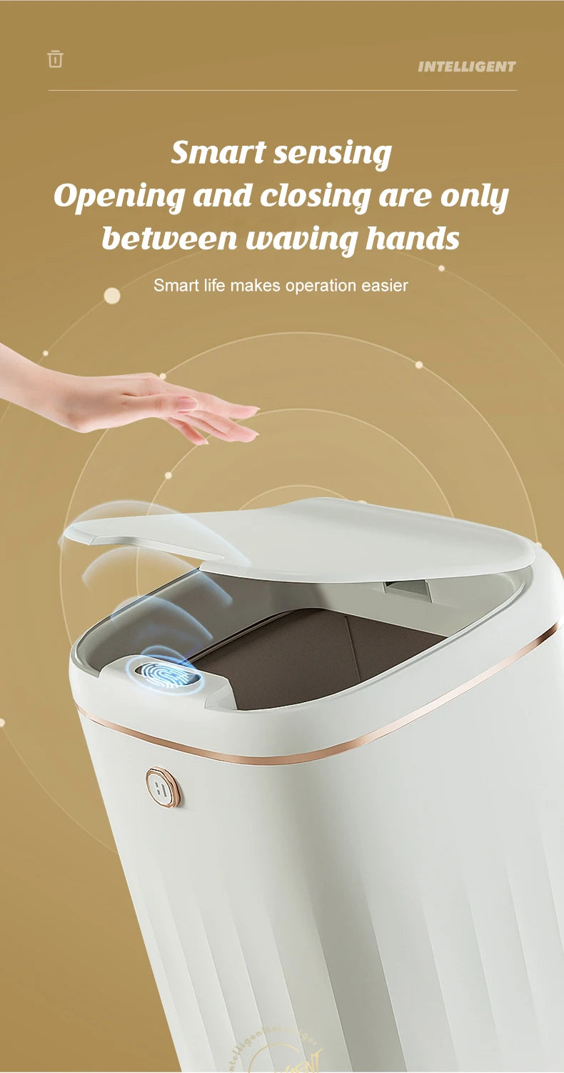 24L Smart Trash Bin With UV Light Automatic Sensor Trash Can Smart Garbage for Kitchen Bathroom Toilet Wastebasket with Lid